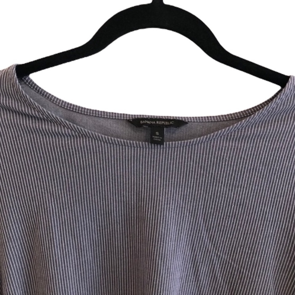 Banana Republic Pinstripe Blue Tie Knot Boatneck Blouse S - Picture 5 of 8